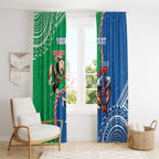 Personalised Rabbitohs And Knights Rugby Window Curtain Aboriginal Mix Polynesian Pattern