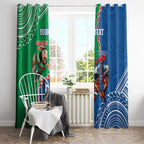 Personalised Rabbitohs And Knights Rugby Window Curtain Aboriginal Mix Polynesian Pattern