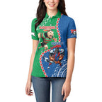 Personalised Rabbitohs And Knights Rugby Women Polo Shirt Aboriginal Mix Polynesian Pattern