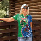 Personalised Rabbitohs And Knights Rugby Women Polo Shirt Aboriginal Mix Polynesian Pattern