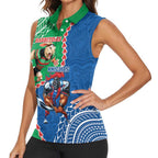 Personalised Rabbitohs And Knights Rugby Women Sleeveless Polo Shirt Aboriginal Mix Polynesian Pattern