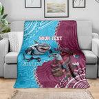 Personalised Eagles And Sharks Rugby Blanket Aboriginal Mix Polynesian Pattern