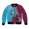 Personalised Eagles And Sharks Rugby Bomber Jacket Aboriginal Mix Polynesian Pattern