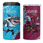 Eagles And Sharks Rugby 4 in 1 Can Cooler Tumbler Aboriginal Mix Polynesian Pattern