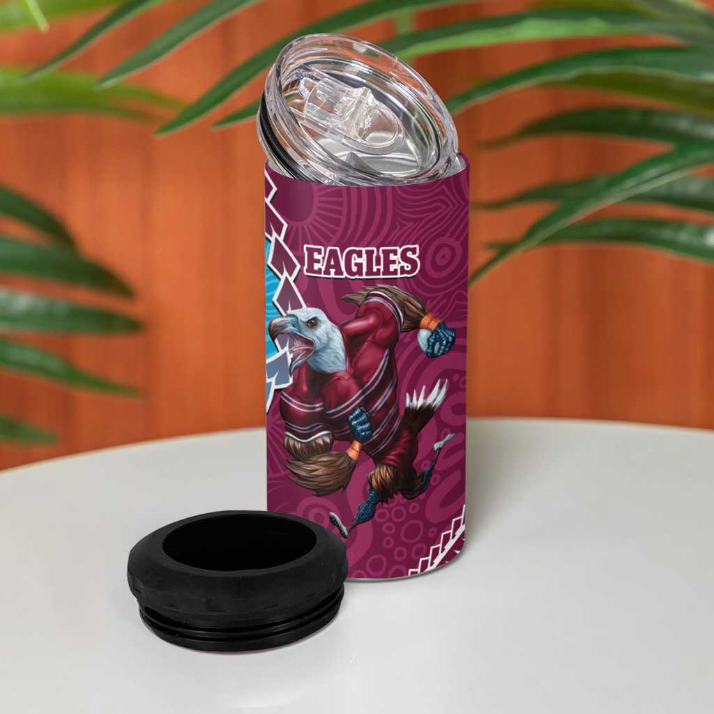 Eagles And Sharks Rugby 4 in 1 Can Cooler Tumbler Aboriginal Mix Polynesian Pattern