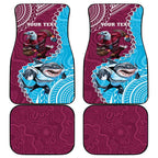 Personalised Eagles And Sharks Rugby Car Mats Aboriginal Mix Polynesian Pattern