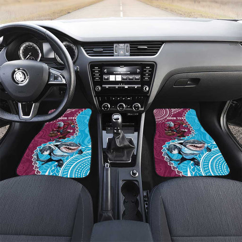 Personalised Eagles And Sharks Rugby Car Mats Aboriginal Mix Polynesian Pattern