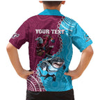 Personalised Eagles And Sharks Rugby Family Matching Mermaid Dress and Hawaiian Shirt Aboriginal Mix Polynesian Pattern