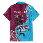 Personalised Eagles And Sharks Rugby Family Matching Off Shoulder Maxi Dress and Hawaiian Shirt Aboriginal Mix Polynesian Pattern