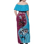 Personalised Eagles And Sharks Rugby Family Matching Off Shoulder Maxi Dress and Hawaiian Shirt Aboriginal Mix Polynesian Pattern