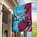 Personalised Eagles And Sharks Rugby Garden Flag Aboriginal Mix Polynesian Pattern
