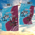 Personalised Eagles And Sharks Rugby Garden Flag Aboriginal Mix Polynesian Pattern