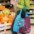Personalised Eagles And Sharks Rugby Grocery Bag Aboriginal Mix Polynesian Pattern