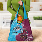 Personalised Eagles And Sharks Rugby Grocery Bag Aboriginal Mix Polynesian Pattern