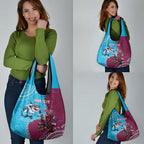 Personalised Eagles And Sharks Rugby Grocery Bag Aboriginal Mix Polynesian Pattern