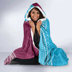 Personalised Eagles And Sharks Rugby Hooded Blanket Aboriginal Mix Polynesian Pattern