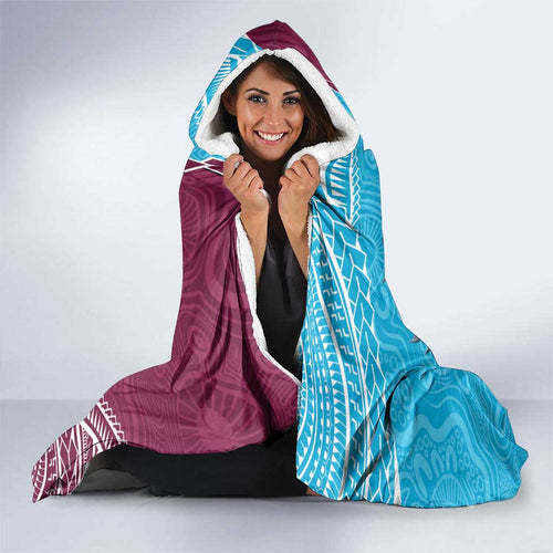 Personalised Eagles And Sharks Rugby Hooded Blanket Aboriginal Mix Polynesian Pattern