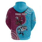 Personalised Eagles And Sharks Rugby Hoodie Aboriginal Mix Polynesian Pattern