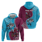 Personalised Eagles And Sharks Rugby Hoodie Aboriginal Mix Polynesian Pattern