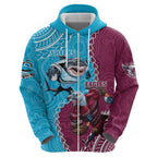 Personalised Eagles And Sharks Rugby Hoodie Aboriginal Mix Polynesian Pattern