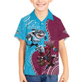 Personalised Eagles And Sharks Rugby Kid Hawaiian Shirt Aboriginal Mix Polynesian Pattern