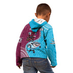 Personalised Eagles And Sharks Rugby Kid Hoodie Aboriginal Mix Polynesian Pattern