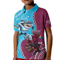 Personalised Eagles And Sharks Rugby Kid Polo Shirt Aboriginal Mix Polynesian Pattern