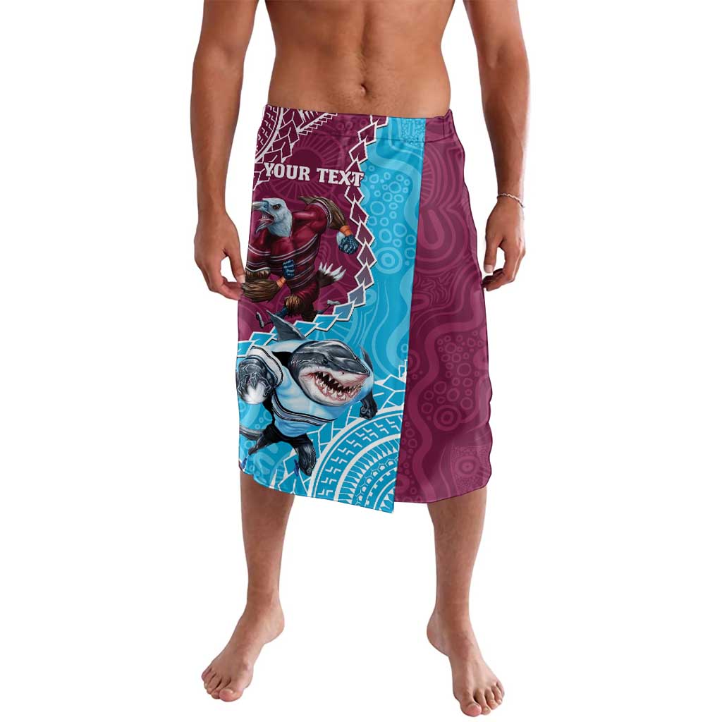 Personalised Eagles And Sharks Rugby Lavalava Aboriginal Mix Polynesian Pattern