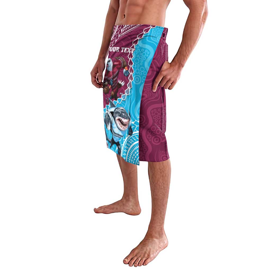 Personalised Eagles And Sharks Rugby Lavalava Aboriginal Mix Polynesian Pattern