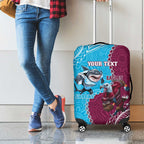 Personalised Eagles And Sharks Rugby Luggage Cover Aboriginal Mix Polynesian Pattern