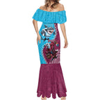 Personalised Eagles And Sharks Rugby Mermaid Dress Aboriginal Mix Polynesian Pattern