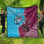 Personalised Eagles And Sharks Rugby Quilt Aboriginal Mix Polynesian Pattern