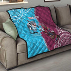 Personalised Eagles And Sharks Rugby Quilt Aboriginal Mix Polynesian Pattern