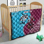 Personalised Eagles And Sharks Rugby Quilt Aboriginal Mix Polynesian Pattern