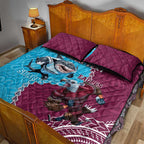 Personalised Eagles And Sharks Rugby Quilt Bed Set Aboriginal Mix Polynesian Pattern