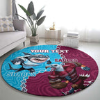 Personalised Eagles And Sharks Rugby Round Carpet Aboriginal Mix Polynesian Pattern