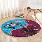 Personalised Eagles And Sharks Rugby Round Carpet Aboriginal Mix Polynesian Pattern