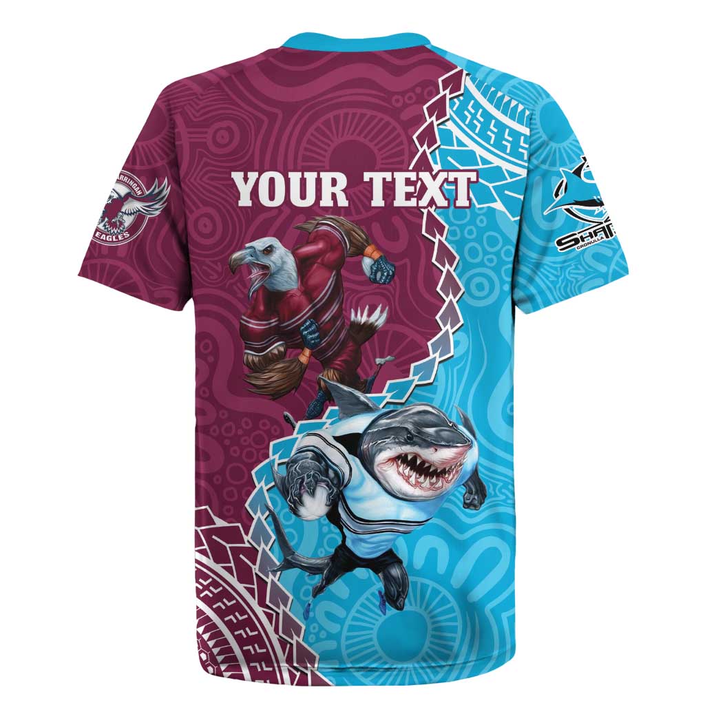 Personalised Eagles And Sharks Rugby Rugby Jersey Aboriginal Mix Polynesian Pattern