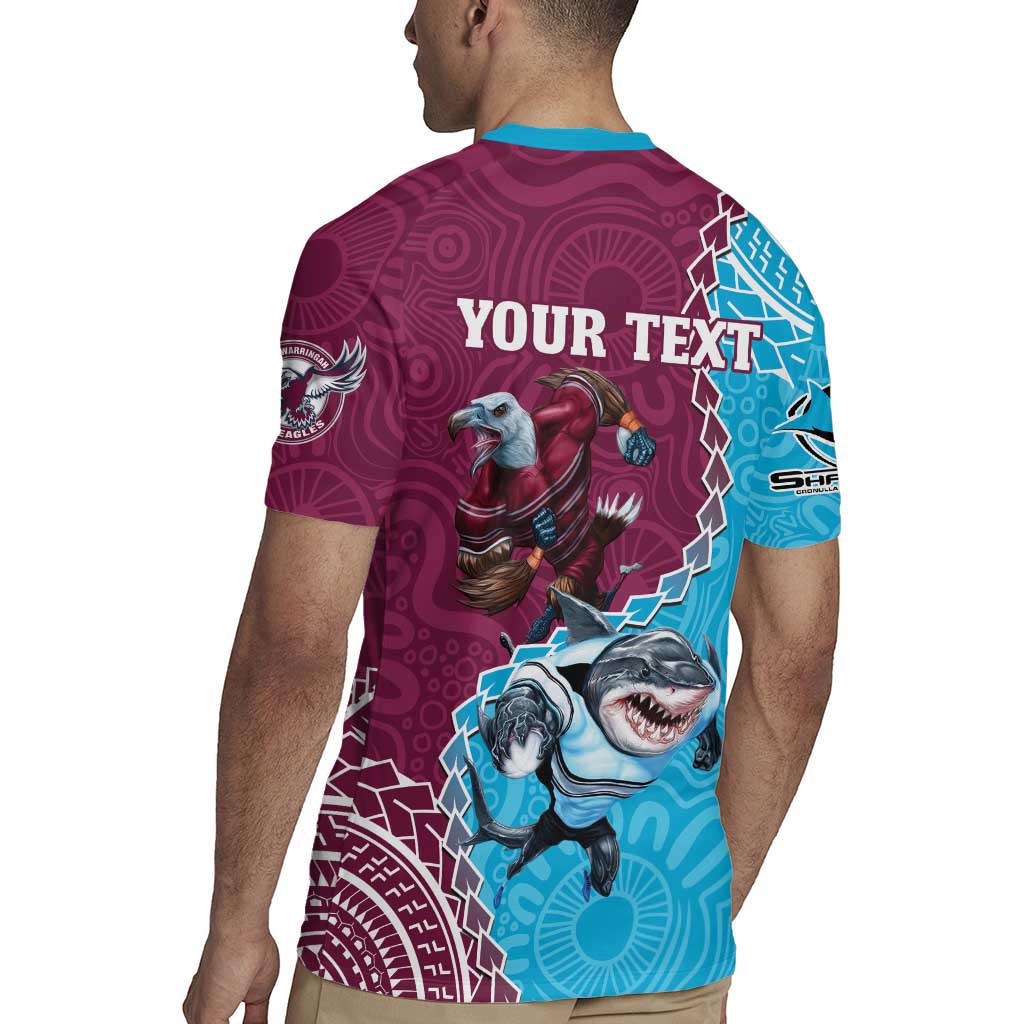 Personalised Eagles And Sharks Rugby Rugby Jersey Aboriginal Mix Polynesian Pattern
