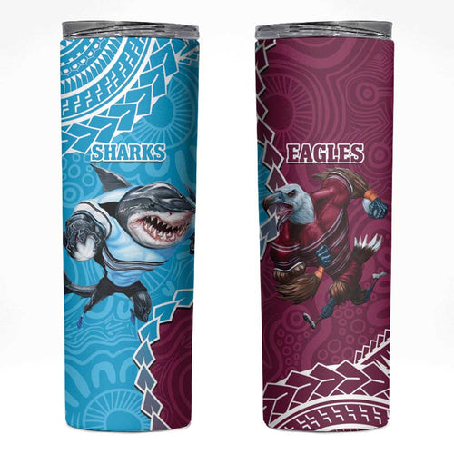 Eagles And Sharks Rugby Skinny Tumbler Aboriginal Mix Polynesian Pattern