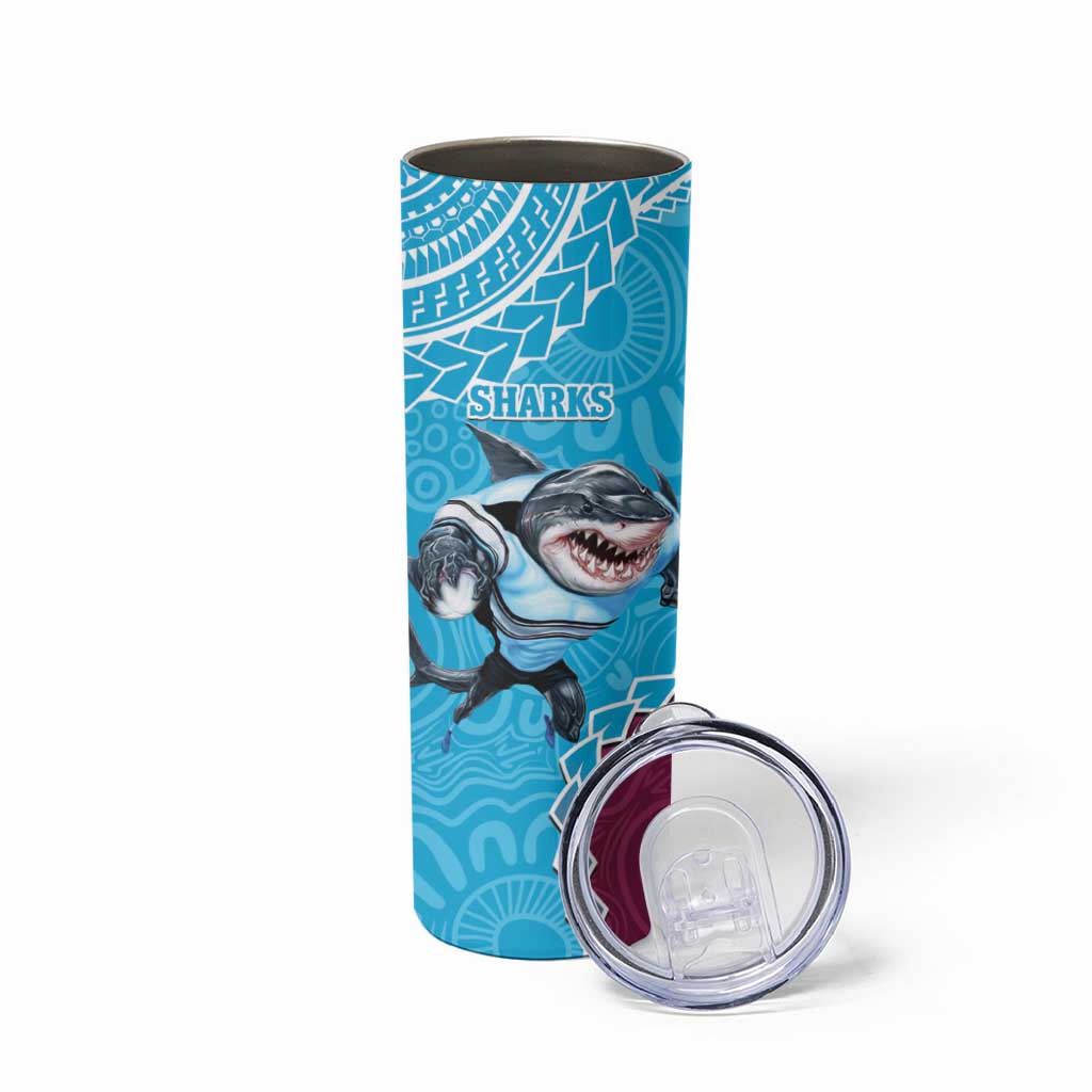 Eagles And Sharks Rugby Skinny Tumbler Aboriginal Mix Polynesian Pattern
