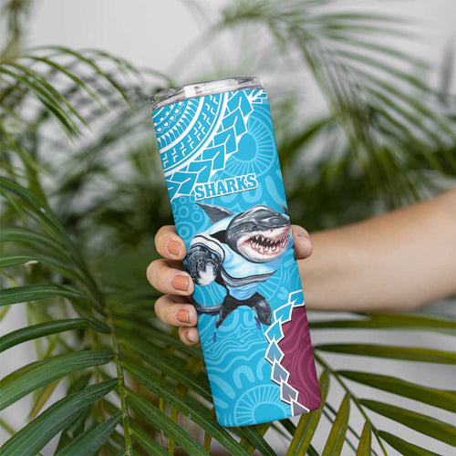 Eagles And Sharks Rugby Skinny Tumbler Aboriginal Mix Polynesian Pattern