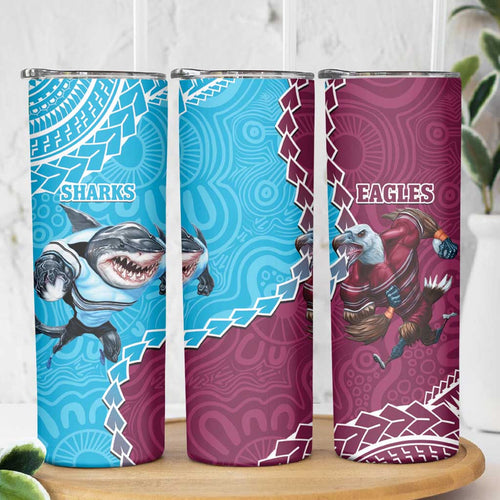 Eagles And Sharks Rugby Skinny Tumbler Aboriginal Mix Polynesian Pattern