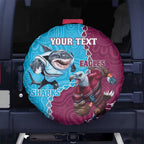Personalised Eagles And Sharks Rugby Spare Tire Cover Aboriginal Mix Polynesian Pattern