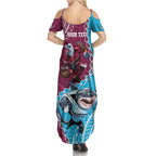 Personalised Eagles And Sharks Rugby Summer Maxi Dress Aboriginal Mix Polynesian Pattern