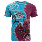 Personalised Eagles And Sharks Rugby T Shirt Aboriginal Mix Polynesian Pattern
