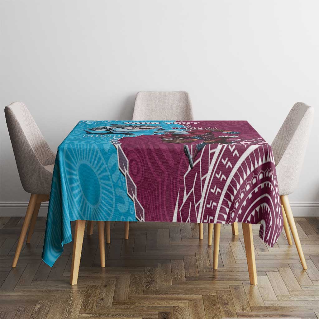 Personalised Eagles And Sharks Rugby Tablecloth Aboriginal Mix Polynesian Pattern