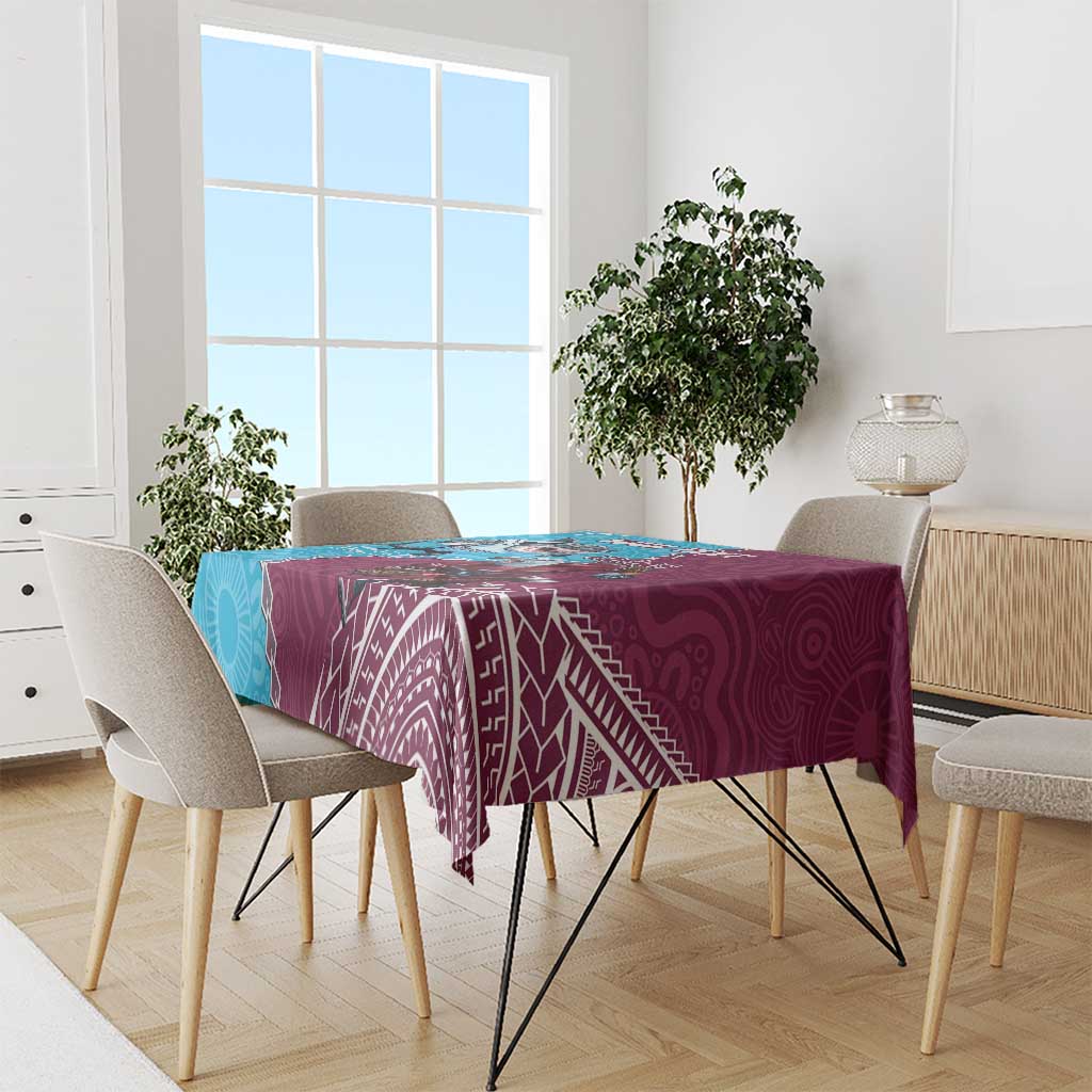 Personalised Eagles And Sharks Rugby Tablecloth Aboriginal Mix Polynesian Pattern