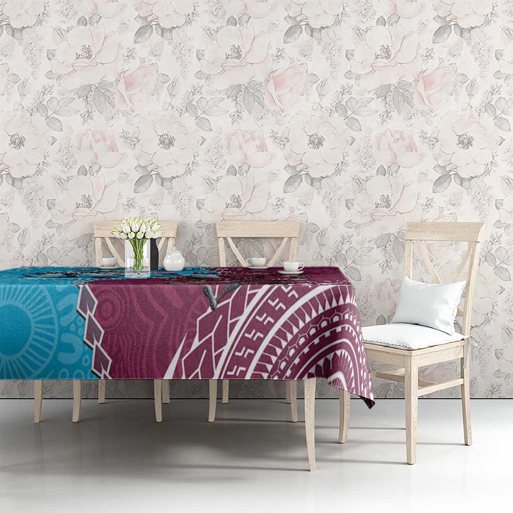 Personalised Eagles And Sharks Rugby Tablecloth Aboriginal Mix Polynesian Pattern