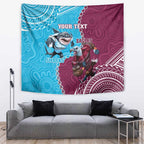 Personalised Eagles And Sharks Rugby Tapestry Aboriginal Mix Polynesian Pattern